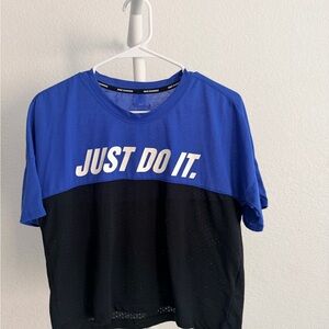 Nike Royal Blue and White 'Just Do It' Running Tee